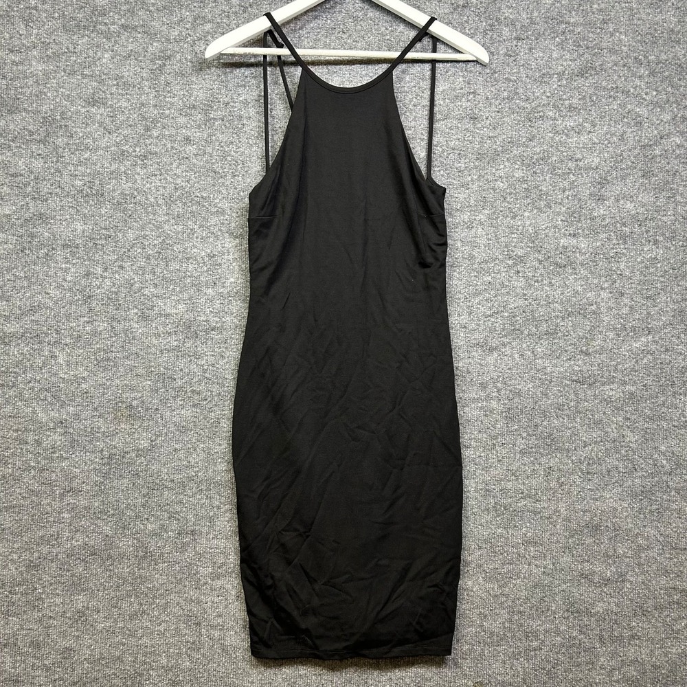 H&M Bodycon Dress Women's Black Halter Neck Open Back Strappy Clubwear - 8 NWT